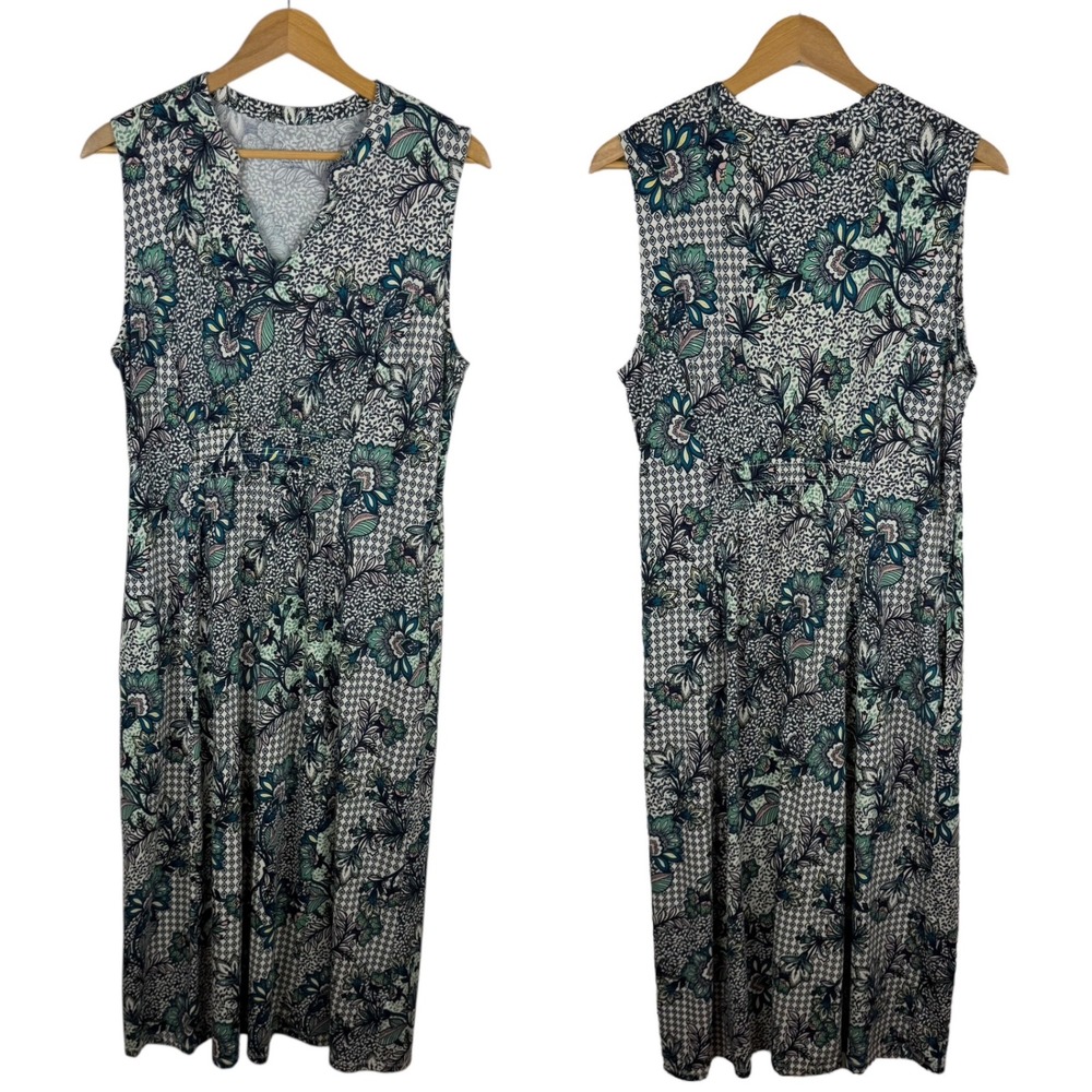 Coldwater Creek Womens Floral Midi Dress Medium Sleeveless Casual‎ Comfort Boho